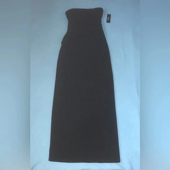 LULUS FOXY strapless maxi black non slip bodice front side high slit NEW size XS - Picture 2 of 12